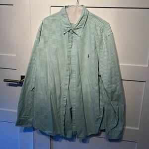 Green check ralph lauren button down long sleeve
